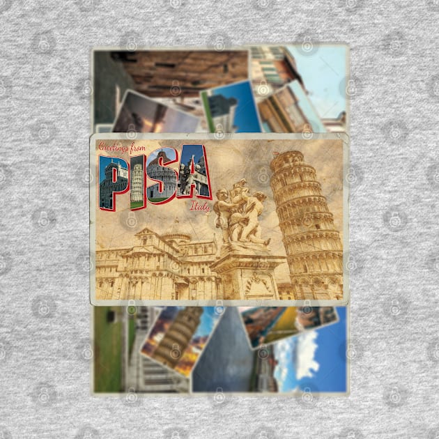 Greetings from Pisa in Italy Vintage style retro souvenir by DesignerPropo